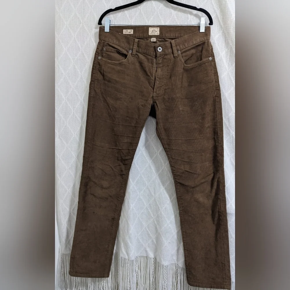 J Crew 484 Corduroy Pants Mens 30x30 Brown Slim Fit Traditional 5-Pocket Style‎